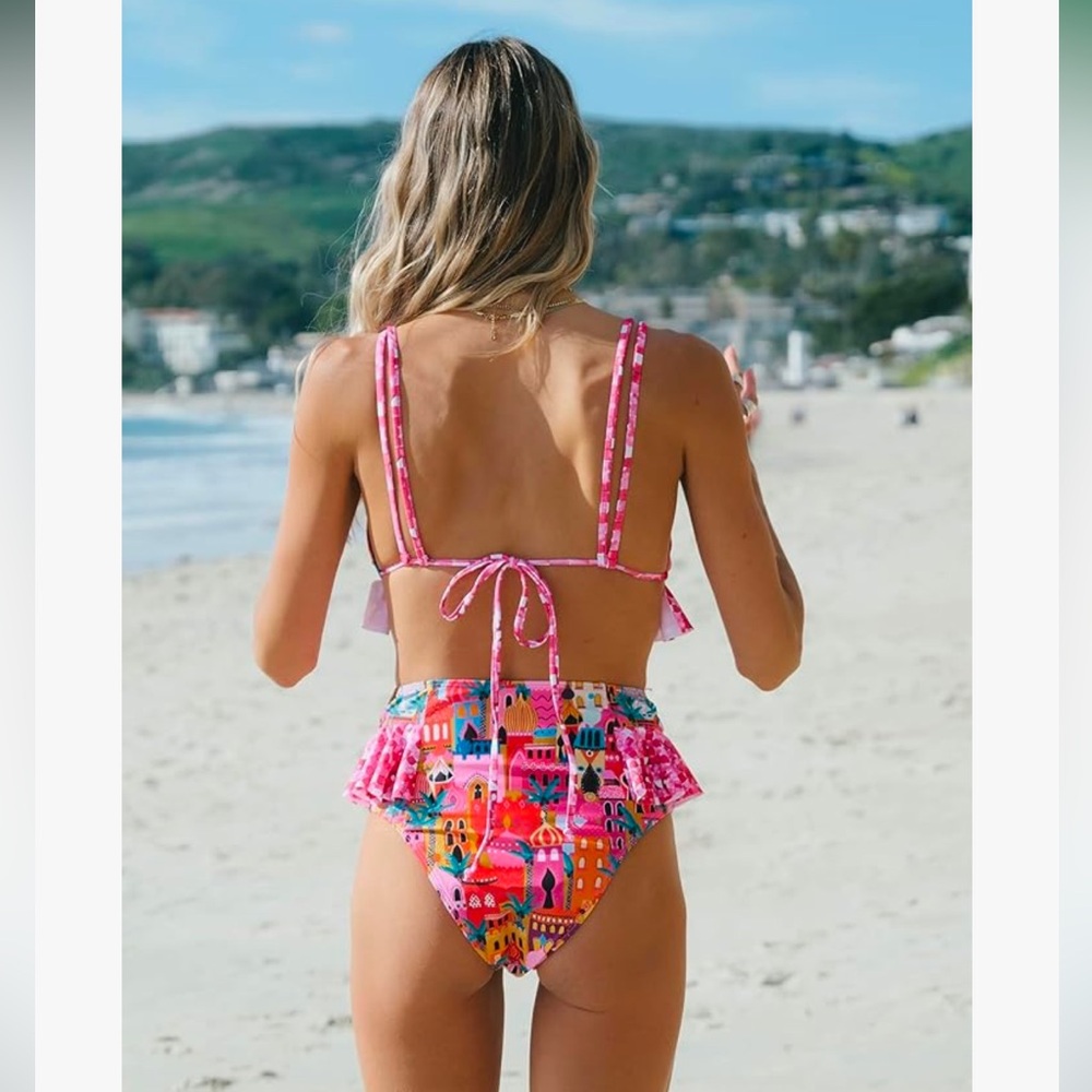 Amazon Sporlike High-Waisted Pink Bikini in Castle, NWOT - Picture 2 of 8